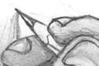 <em>Cooperation</em><br>Jan 2004<br>8.5"x 11"<br><br> Although, this drawing was inspired by M. C. Escher�s '<a href='img/escher.jpg' target='_blank'>Drawing Hands</a>', I did not use his piece as a reference. My remake of this concept also has a bit of symbolism in the clothes. The arm on the left is wearing a suit, which represents the rich and the arm on the right is wearing an old sweatshirt, which represents the lower classes. The drawing is saying that everyone should work together and help each other out regardless of class, like how the hands are helping each other out in the drawing. Very 'awe' right?<br><br><br><br>Click <a href='http://www.andrew.cmu.edu/user/aczhang/traditional/hands.jpg' target='_blank'>here</a> to go directly to the image (best quality).
